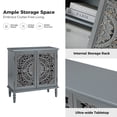 thumbnail image 5 of Tina's Home 32" Tall 2-Door Sideboard Cabinet with 1 Shelf, Floral Carved Doors, Wood Legs Storage Buffet Cabinet for Living Room, Kitchen, Dining Room, Gray, 5 of 8