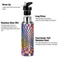 thumbnail image 3 of Yayeee 20oz Insulated Water Bottle Double Wall Stainless Steel with Flip Straw Lid, Colorful Wavy Plaid, 3 of 7