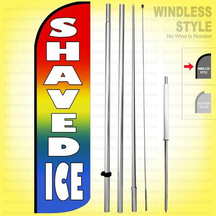 SHAVE ICE WINDLESS Swooper Flag KIT Feather Shaved Ice Sign rainbow q 