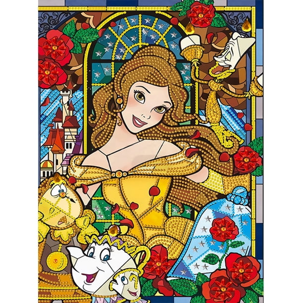 (K113) Serie Dibujos Animados Princesa Bella Diamante Parcial Pintura Resina Diamante Con Forma Especial 30*40cm