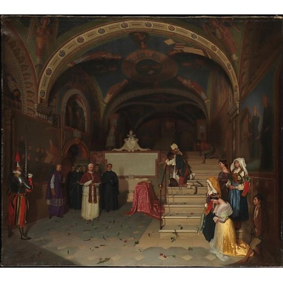 Public Domain Images MET438665 Pope Gregory XVI Visiting The Church of San Benedetto At Subiaco Poster Print by Jean-FranOis Montessuy, French Lyons 1804 1876 Lyons, 18 x 24