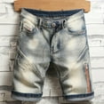 thumbnail image 2 of Mens Jeans Summer Mid Waist Punk Style Zip Fly Denim Shorts Slim Fit Trend Outdoor Streetwear Jorts Men Light Blue 30, 2 of 8
