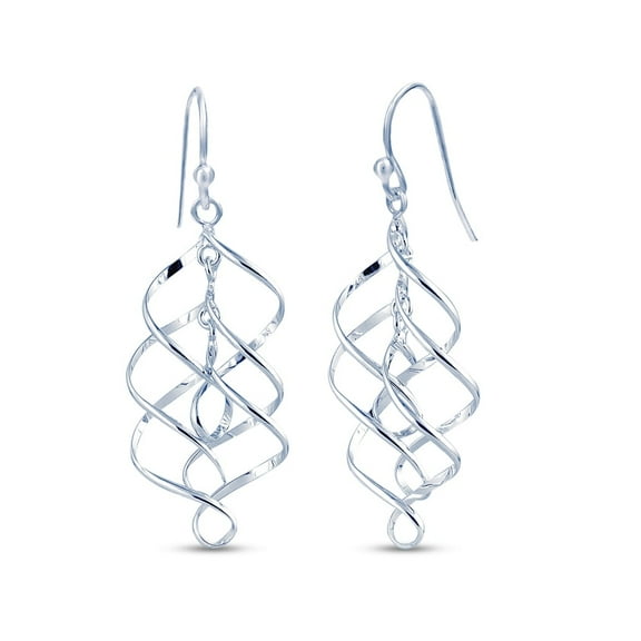 LeCalla 925 Sterling Silver Jewelry Infinity Knot Twist French-Wire Drop Dangle Earring for Women and Teen 48MM