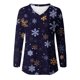 thumbnail image 4 of Camiseta de manga larga raglán con estampado navideño informal con cuello en V para mujer Pompotops FGAJ16165, 4 of 5