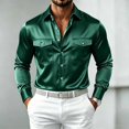 thumbnail image 2 of StSilkitty Men's Satin Shirts Long Sleeve Collared Button down Dress Shirt with Pockets Lightweight Business Casual Tops, 2 of 5