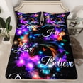 thumbnail image 2 of Erosebridal Neon Butterfly Sheet Set Queen, Stars Inspirational Words Bedding Sets Queen Size 4pcs, 2 of 7
