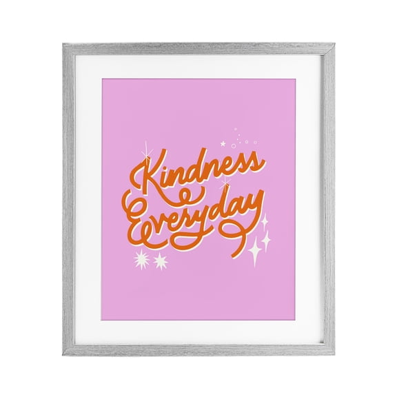 Stupell Industries Eclectic Cursive Kindness Everyday Gray Framed Print Under Glass, 13 x 16, by Indira Prieto | IndySign