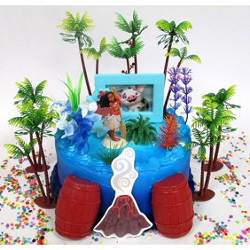 Moana Tropical Themed Moana Birthday Cake Topper Set Featuring Moana Figure And Decorative Accessories Walmart Com Walmart Com