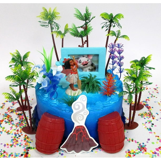 Moana Deluxe Island Themed Birthday Cake Topper Set Featuring Moana And Decorative Themed Accessories Walmart Com Walmart Com