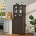 thumbnail image 5 of Kitchen Cabinet, Lofka 64"  Kitchen Pantry Storage Cabinet with Frosted Glass Doors and 14 Shelves, Dark Brown, 5 of 9