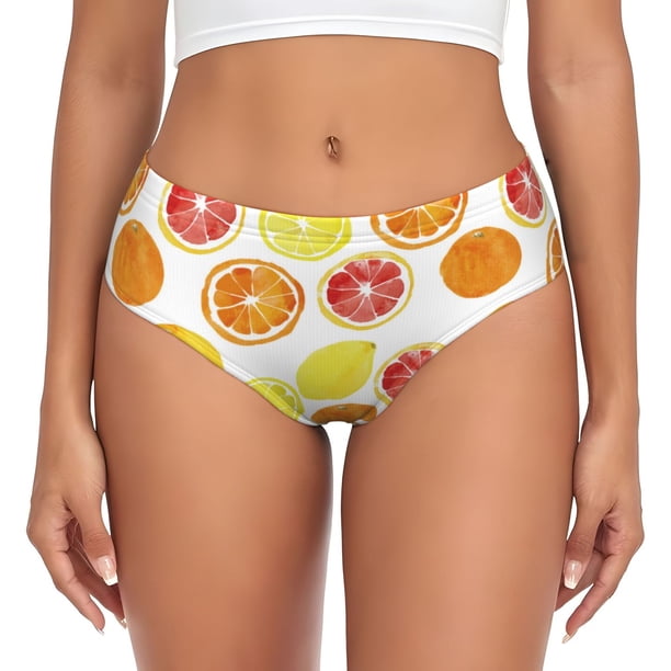 Fotbe Lemon Orange Calzones Estampados para Mujer – Ropa Interior de Algodón, Cómoda, Suave y Elástica-Large