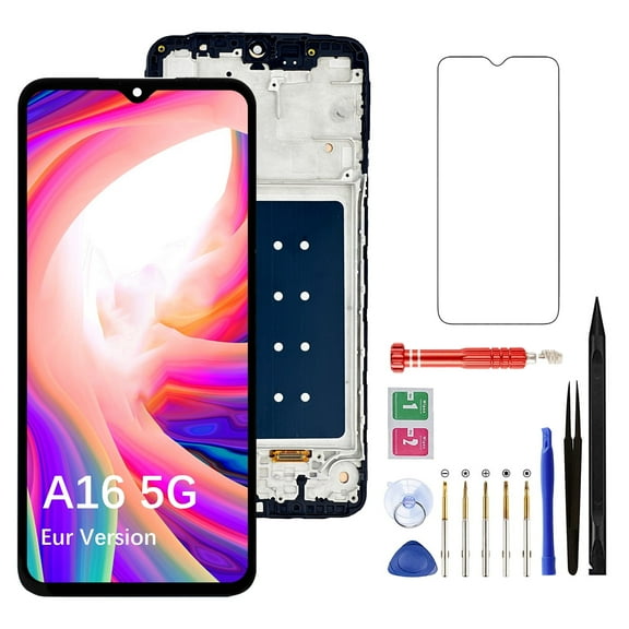 Screen Replacement for Samsung Galaxy A16 5G, 6.7" LCD Touch Display Digitizer Assembly with Frame   Repair Tools Kit (Black, Europe Version only)