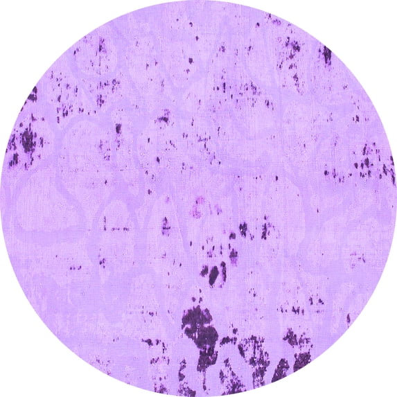 Ahgly Company Indoor Round Abstract Purple Modern Area Rugs, 4' Round