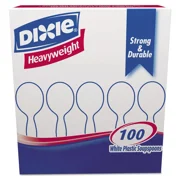 Dixie Plastic Cutlery Heavyweight Soup Spoons White 100/Box SH207