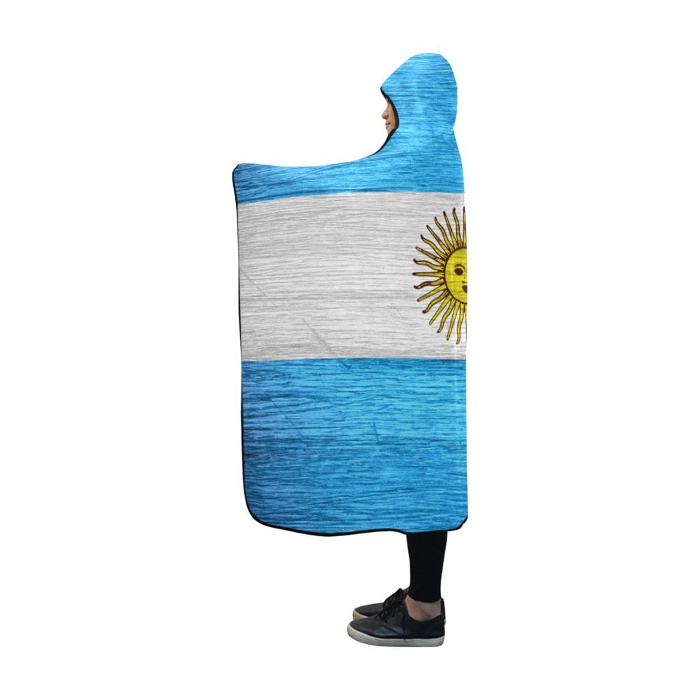 ASHLEIGH Hooded Blankets Argentina Flag Throw Wearable Antipilling