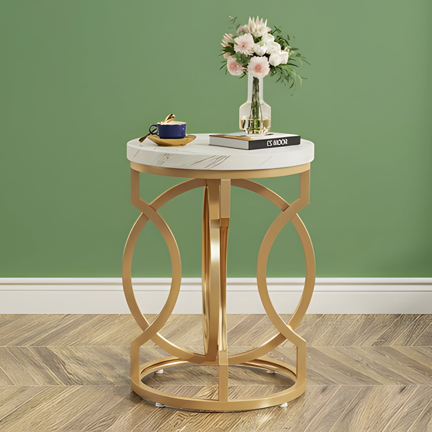 Narrow End Table, MDF Construction, Cross Fishtail Design for Living Room/Bedroom/Office as Side Table/Nightstand