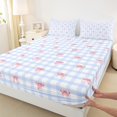 thumbnail image 3 of Homewish Kawaii Cartoon Bowknot Queen Sheet Sets for Girls, Dreamy Blue Buffalo Plaid Flat Sheet, Cute Bow-tie Queen Fitted Sheet, Super Cozy Room Decor, 4pcs, 3 of 7