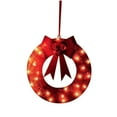 thumbnail image 2 of Outdoor Christmas Wreath, Lighted Wreath with LED Lights and Red Bow, Metal Holiday Decor for Exterior Window Wall Front Door, 2 of 6