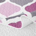 thumbnail image 5 of Castle Fairy Bohemian Geometric Quatrefoil Quilt Full 3-Piece,Retro Grid Motif Full Bedspread Sets,Plum Gray Mint,1 Coverlet and 2 Pillowcases, 5 of 7