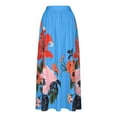 thumbnail image 5 of Aueoeo Maxi Skirt For Women Floral Print High Waist Skirt Fashion Loose Flowy Bohemian Skirts With Pocket Blue L, 5 of 5
