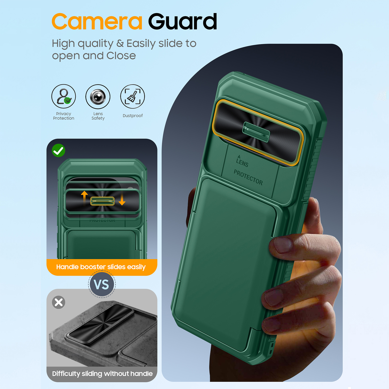Vizvera for Google Pixel 10/10 Pro Wallet RFlD Cards Holder,Camera Control,Camera Cover,Rugged Shockproof Silicone Protective Phone Case-Green