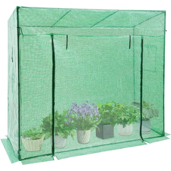 Pop Up Greenhouse, 79 x 30 x 67in Pop-up Green House, PE Cover with Doors & Windows and Powder-Coated Steel Frame, Suitable for Planting and Storage