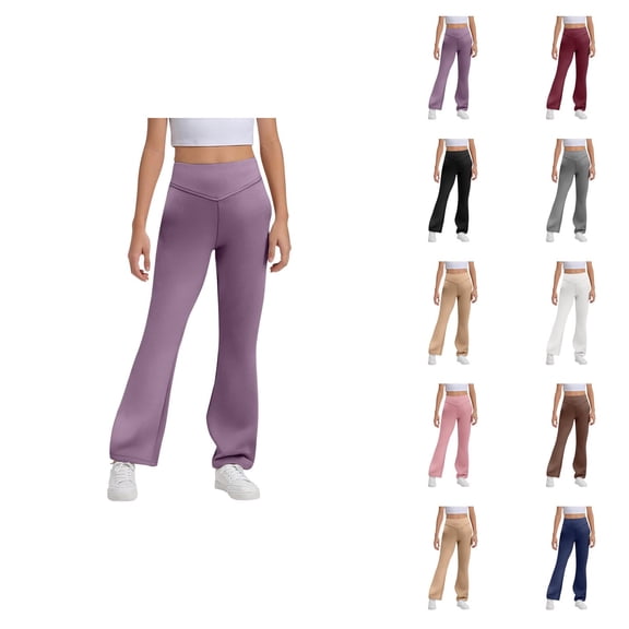Girls Flare Leggings 2026 Trendy High Waisted Bootcut Bell Bottoms Leggings Uniform Pants Kids Dress Pants