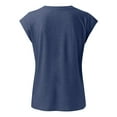 thumbnail image 6 of Olyvenn Womens Sexy V Neck Tops Summer Cute Ruffle Shirts Cutout Tie Bow Blouse Solid Cap Short Sleeve Crop Tops Blue XL, 6 of 6