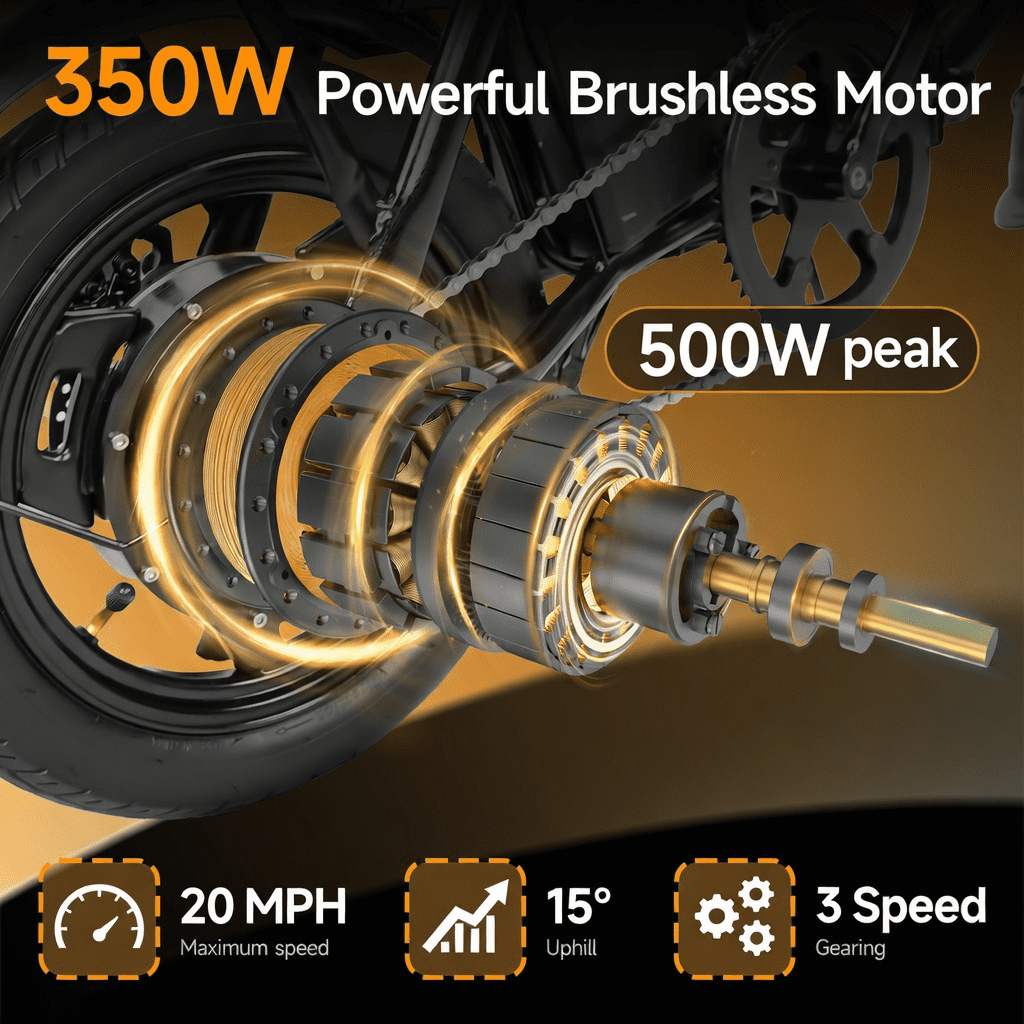 14" Folding Electric Bike for Adults, 500W Commuter Ebike with 350WH Battery, 20MPH & 20 Miles, UL2849, Mini Bicycle with Basket
