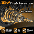 thumbnail image 6 of 14" Folding Electric Bike for Adults, 500W Commuter Ebike with 360WH Battery, 20MPH & 20 Miles, UL2849, Mini Bicycle with Basket, 6 of 8