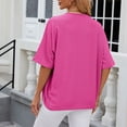 thumbnail image 5 of Womens Shirts Summer Mid Sleeve Solid Color Casual Loose T Shirt Top Womens Tops, 5 of 5