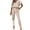 Beige, variant on UYISJ Women's 2 Piece Outfits Deep V Neck Short Sleeve Jumpsuits Long Pant Romper Lounge Jogger Set with Pockets L