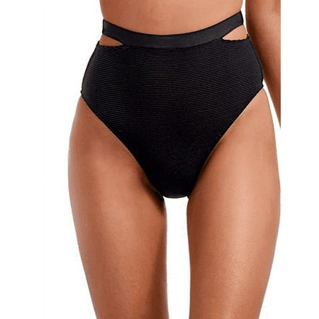 Vitamin A Women s Black BioRib High Waist Bikini Bottom  Size 6