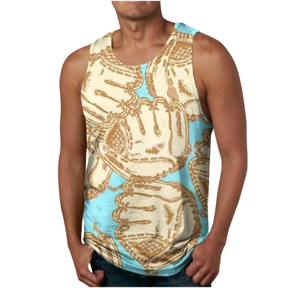 TopLLC Men's Tank Tops Casual Sleeveless T-Shirts New Men's Baseball 3d Printing Tank Top Casual Sports Sleeveless T-shirt Tank Top/shirt Blouses Summer Clothes
