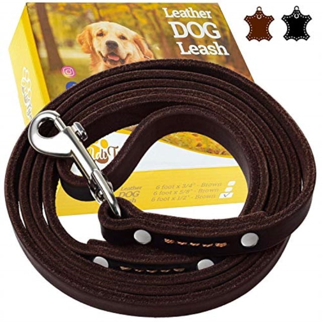 adityna leather dog leash 6 foot x 1/2 inch strong and soft leather