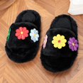 thumbnail image 4 of GPOECD Cute Slippers for Women Fuzzy Open Toe Embroidery Slide Soft Non Warm Cozy Slippers for Winter., 4 of 7