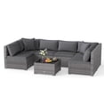 thumbnail image 2 of Costway 7PCS Patio Rattan Furniture Set Sectional Sofa Garden Gray Cushion, 2 of 10