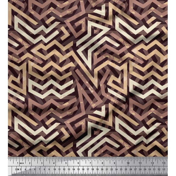 Soimoi Poly Georgette Fabric Zig Zag Abstract Fabric Prints by Yard 42 Inch Wide