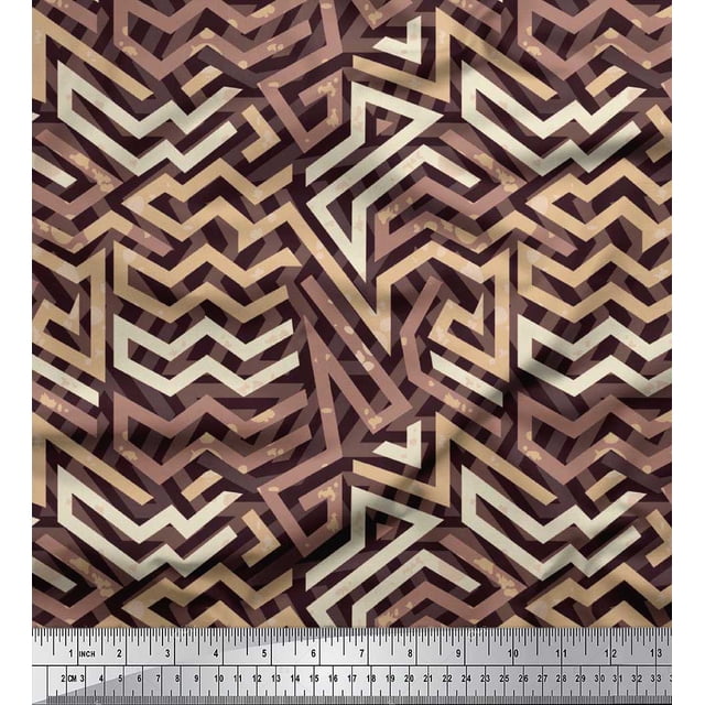 Soimoi Moss Georgette Fabric Zig Zag Abstract Decor Fabric Printed Yard 42 Inch Wide