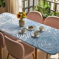 thumbnail image 3 of Water Wave Blue Table Cloths for 8 Foot Rectangle Tables, Abstract Art Minimalist Patio Waterproof Elastic Fitted Tablecloths, Washable Rectangular Table Cover for Camping, 3 of 8