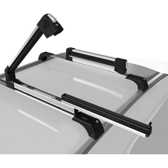 Erkul Ski Rack for Car Roof with Sliding Extension - 25" Universal Ski & Snowboard Rack with Lock | Holds 4 Pairs of Skis or 2 Snowboards - Fits All Types of Cross Bars