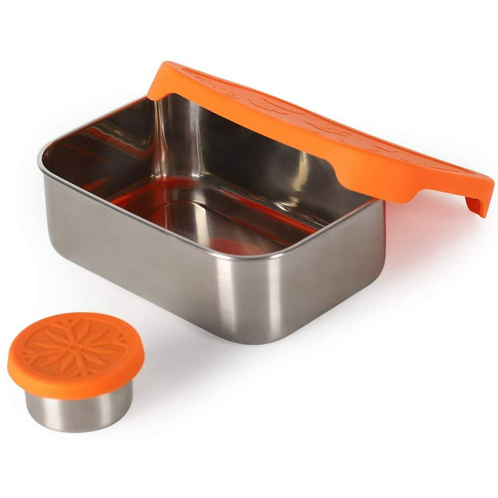 Stainless Steel Lunch Container, 28 oz Leak proof Lunch Box Set with Orange Food Grade Silicone