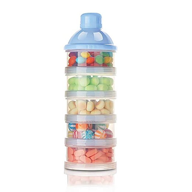 Dispensador de leche en polvo, cuchara de leche en polvo de fórmula para 5 capas, caja de comida infantil en polvo de leche de fórmula portátil y viaje de aperitivos al aire libre Fokelyi LKX-1251