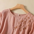 thumbnail image 6 of Ruyang Cotton Linen T Shirt for Women Trendy Summer Casual Short Sleeve Basic Textured Solid Color Round Neck T Shirts Blouse, 6 of 9