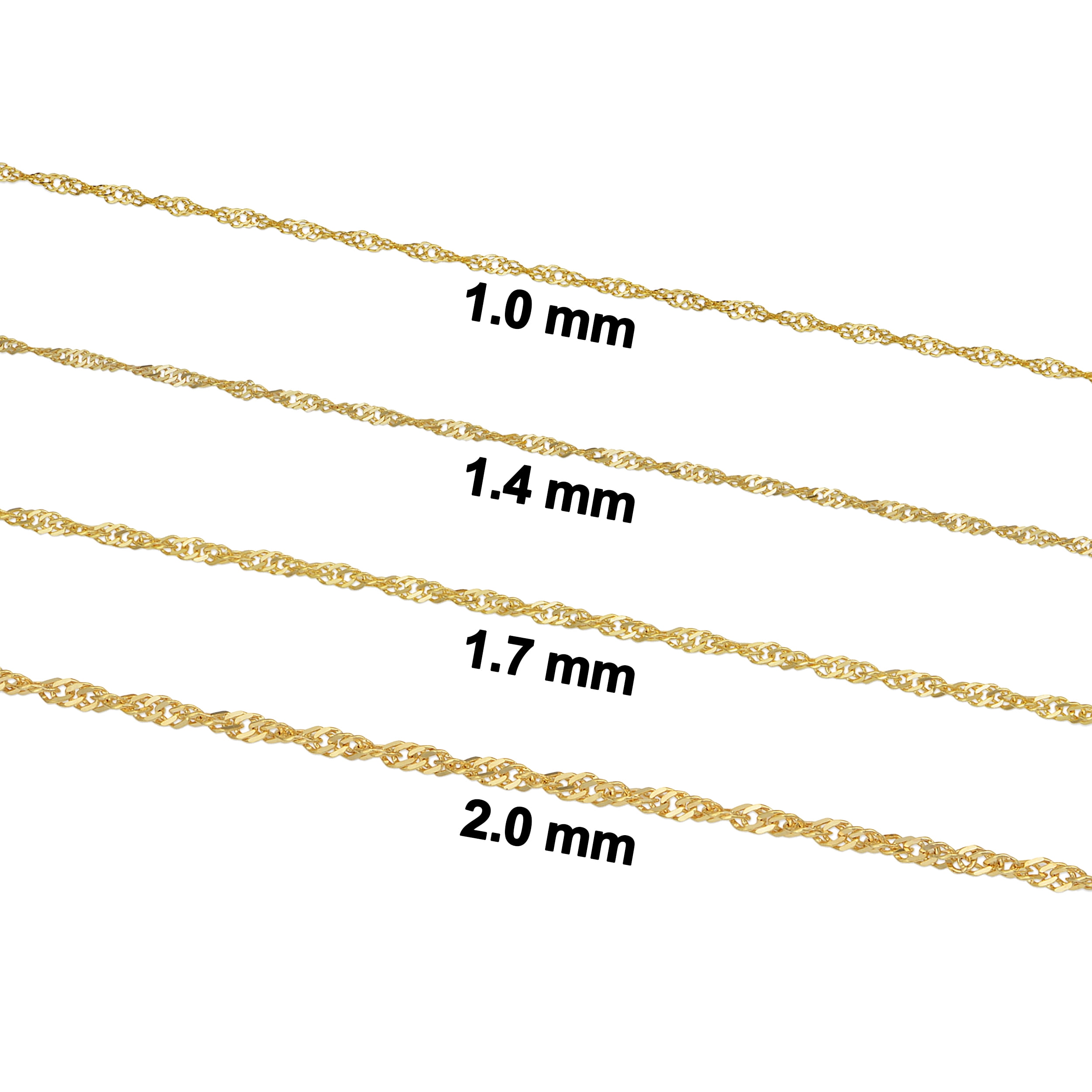 KoolJewelry 14k Yellow Gold Filled Singapore Chain Pendant Necklace (1 mm, 18 inch)