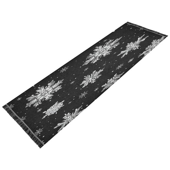 Runner Rug Classical Design White Snowflake Style Modern Pattern 72x23.5in Indoor Washable Runner Rug