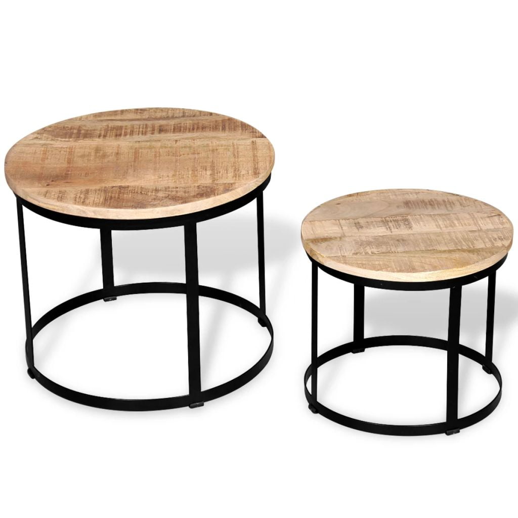 Kepooman 2 Pcs Modern Solid Wood End Side Table for Living Room Bedroom, Wood color
