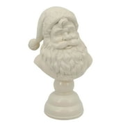 Santa Bust Christmas Tabletop Decoration, 5.9 Inch White Resin Holiday Figurine, Vintage Santa Claus Statue for Mantel, Shelf, Entryway & Elegant Festive Home Decor Gift