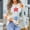 White, variant on CaiJunJia Sweaters for Women Fall Winter Women's Casual Round Neck Loose Flower Printed Long Sleeved Knitted Sweater Top