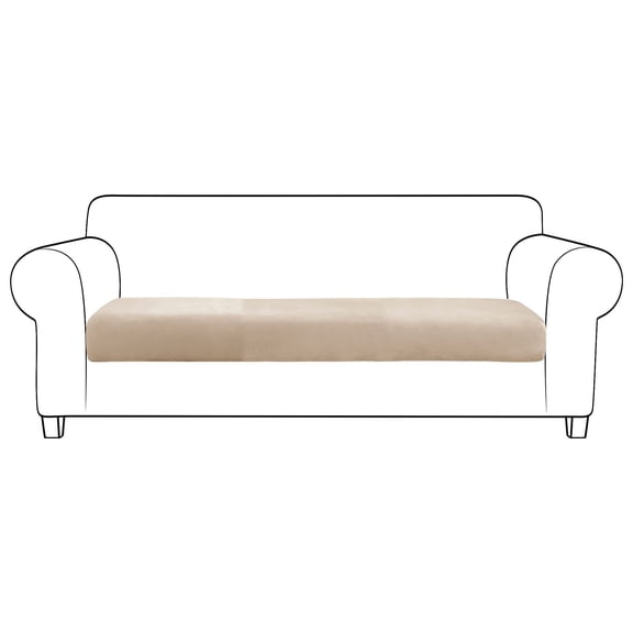 Stretch Sofa Seat Cushion Covers, Large Velvet Sofa Cushion Covers Couch Cushion Cover Furniture Protector Machine Washable Sofa Seat Cover for Living Room-Dark green-4-seater
